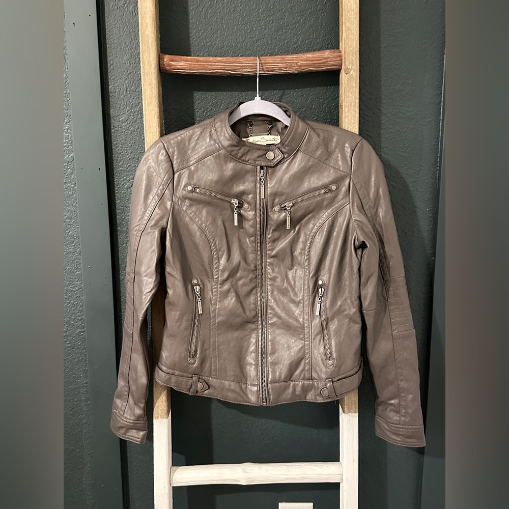 Indigo Saints Women's Brown/Mauve Faux Leather Jacket Size Medium